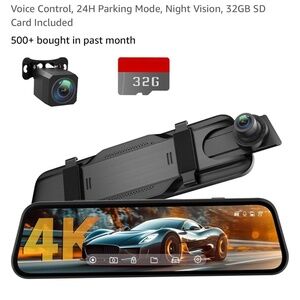 4K Rear View Mirror Camera, 10'' Mirror Dash Cam with 1080P Rear Camera